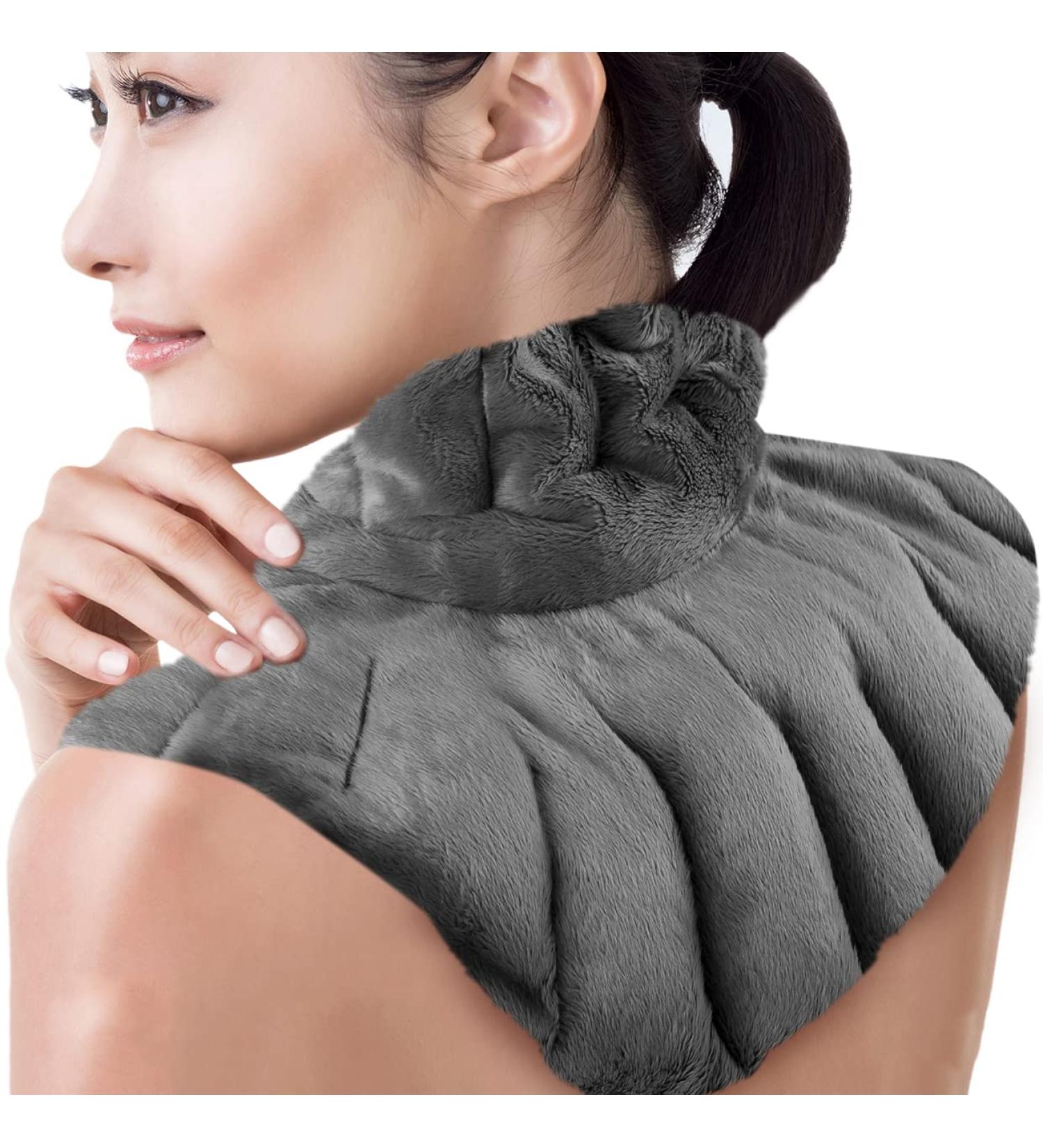 Heating Pad for Neck and Shoulders | Microwavable Weighted Heat Therapy Wrap with Aromatherapy Herbs | Hot/Cold Pack for Pain Relief - Grey - Buy Online on GoSupps.com