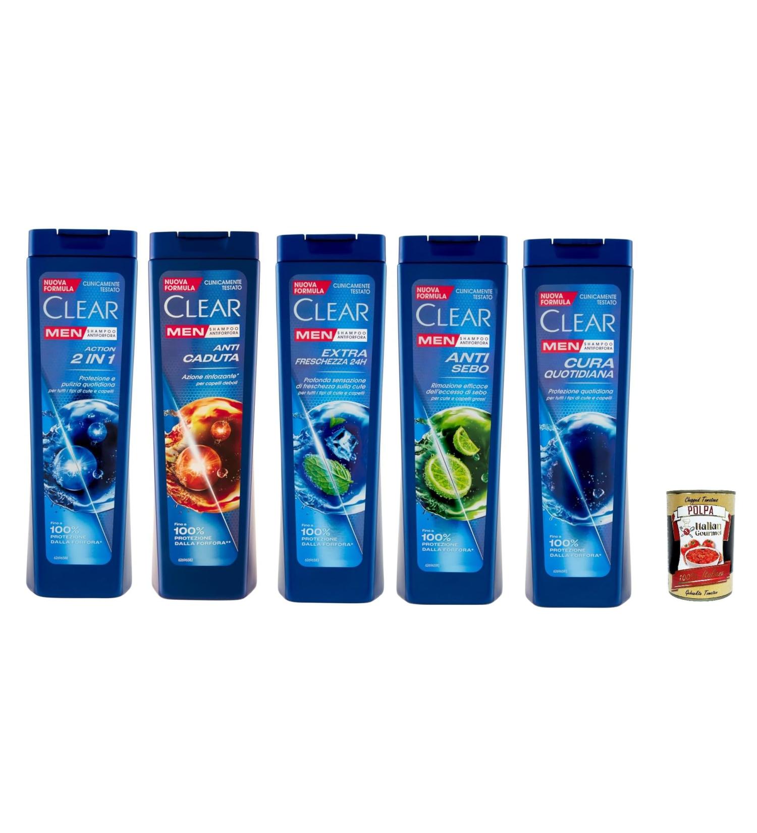  Italian Gourmet E.R. Clear Testpaket men's shampoo for all hair and scalp types Dandruff shampoo 5 x 225 ml + Polpa Italian Gourmet 400 g - Buy Online on GoSupps.com