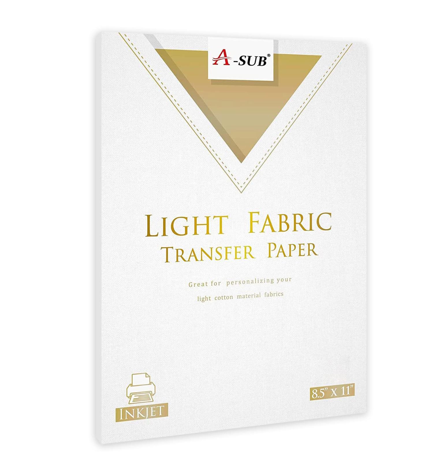 A-SUB Iron-On Heat Transfer Paper for White/Light Fabrics 8.5x11 - 20 Sheets | Inkjet Printer T Shirt Transfer Paper | Wash Durable, Long Lasting Design | No Cracking - Buy Online on GoSupps.com