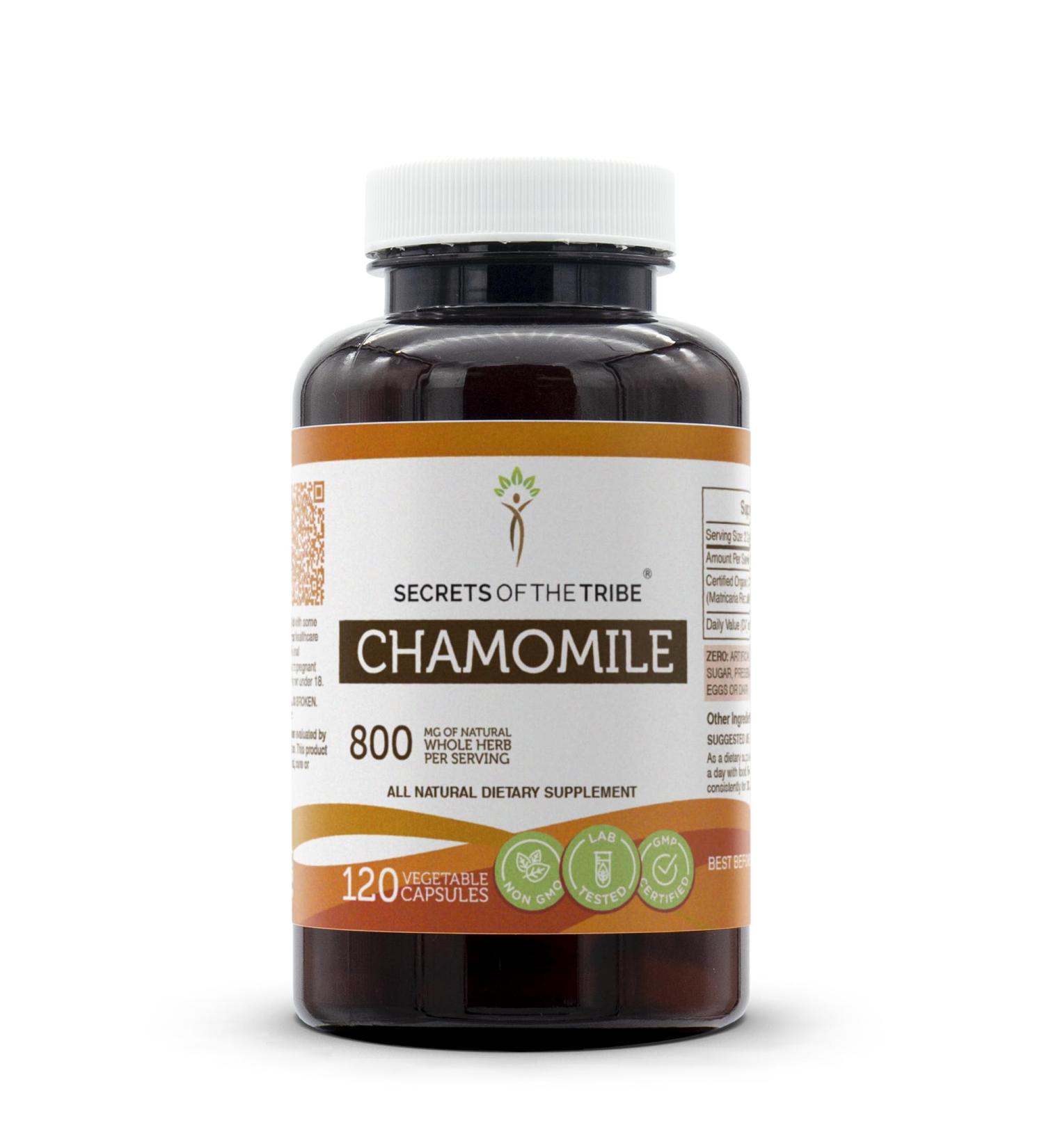Secrets of the Tribe Chamomile 120 Capsules 800 mg Chamomile (Matricaria Recutita) Dried Flower (120 Capsules) - Buy Online on GoSupps.com