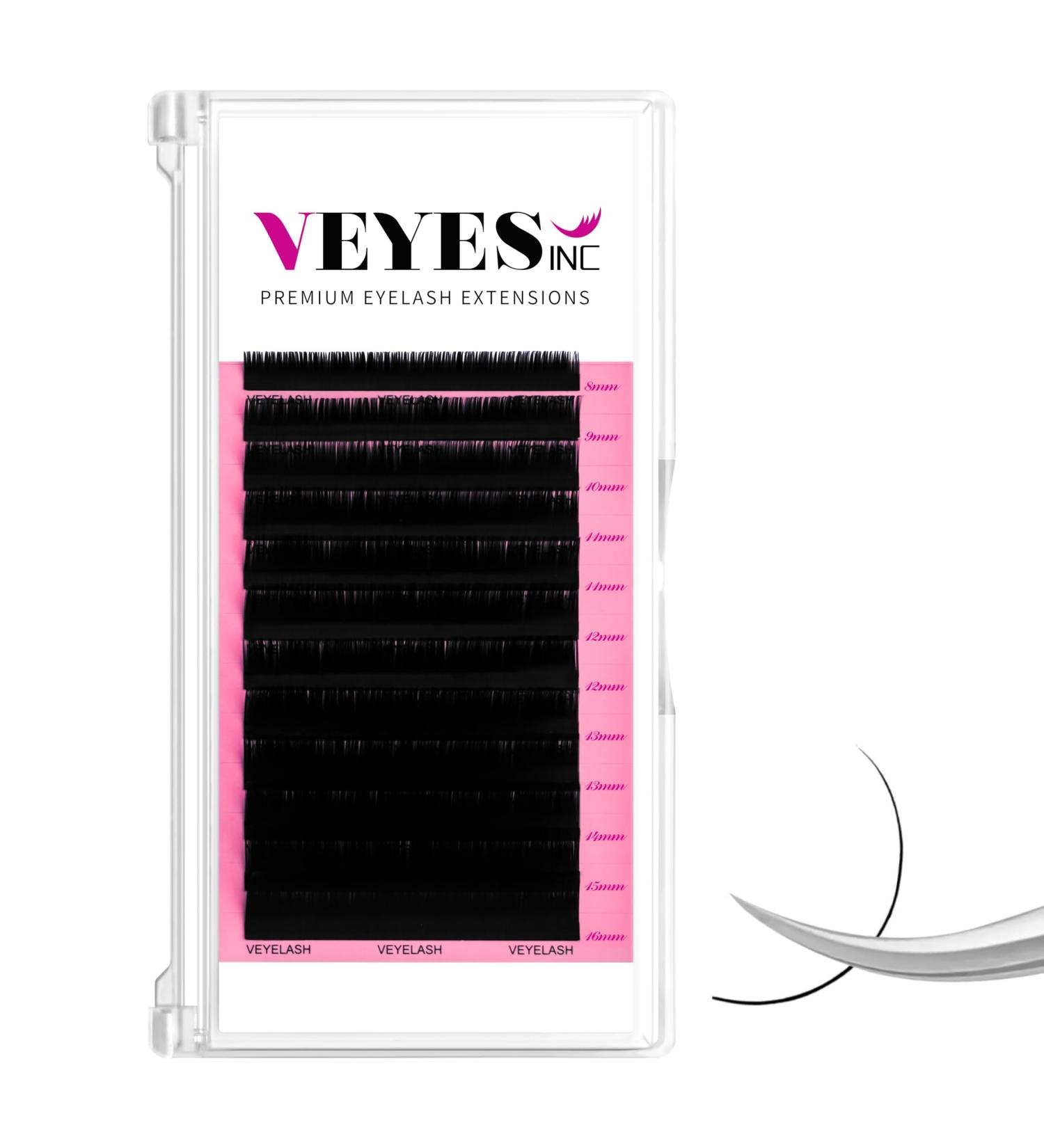 VEYES Classic Individual Lash Extensions 0.03-0.20 C/CC/D Curl 8-20mm Mixed & Single Length Volume Eyelashes Tray Matte Black Professional Supplies for Lash Techs (0.07 D 11-16mm) - Buy Online on GoSupps.com