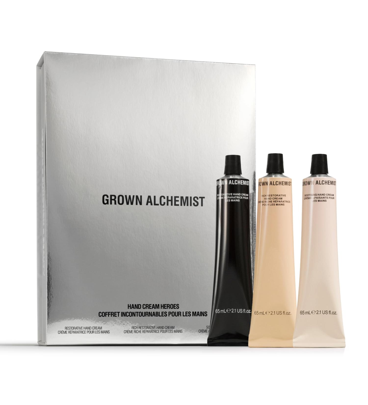 Grown Alchemist Hand Cream Heroes Holiday Kit (Restorative Rich Restorative & Soothing Hand Creams 3x65ml each) 2.2 Ounce (Pack of 1) Multicolor - Buy Online on GoSupps.com