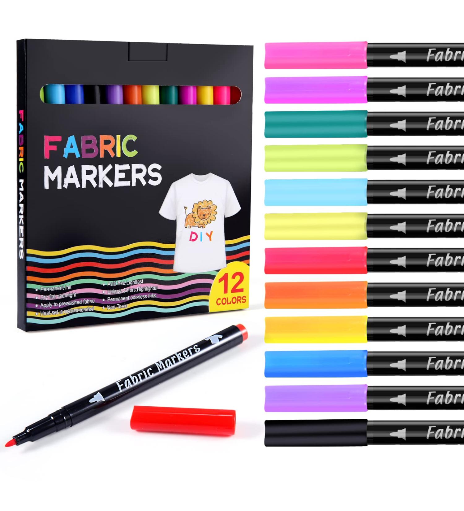 Siumir Fabric Markers for Clothes - 12 Color Cloth Pens for DIY Arts - 0.24 oz (Pack of 12) - Buy Online on GoSupps.com