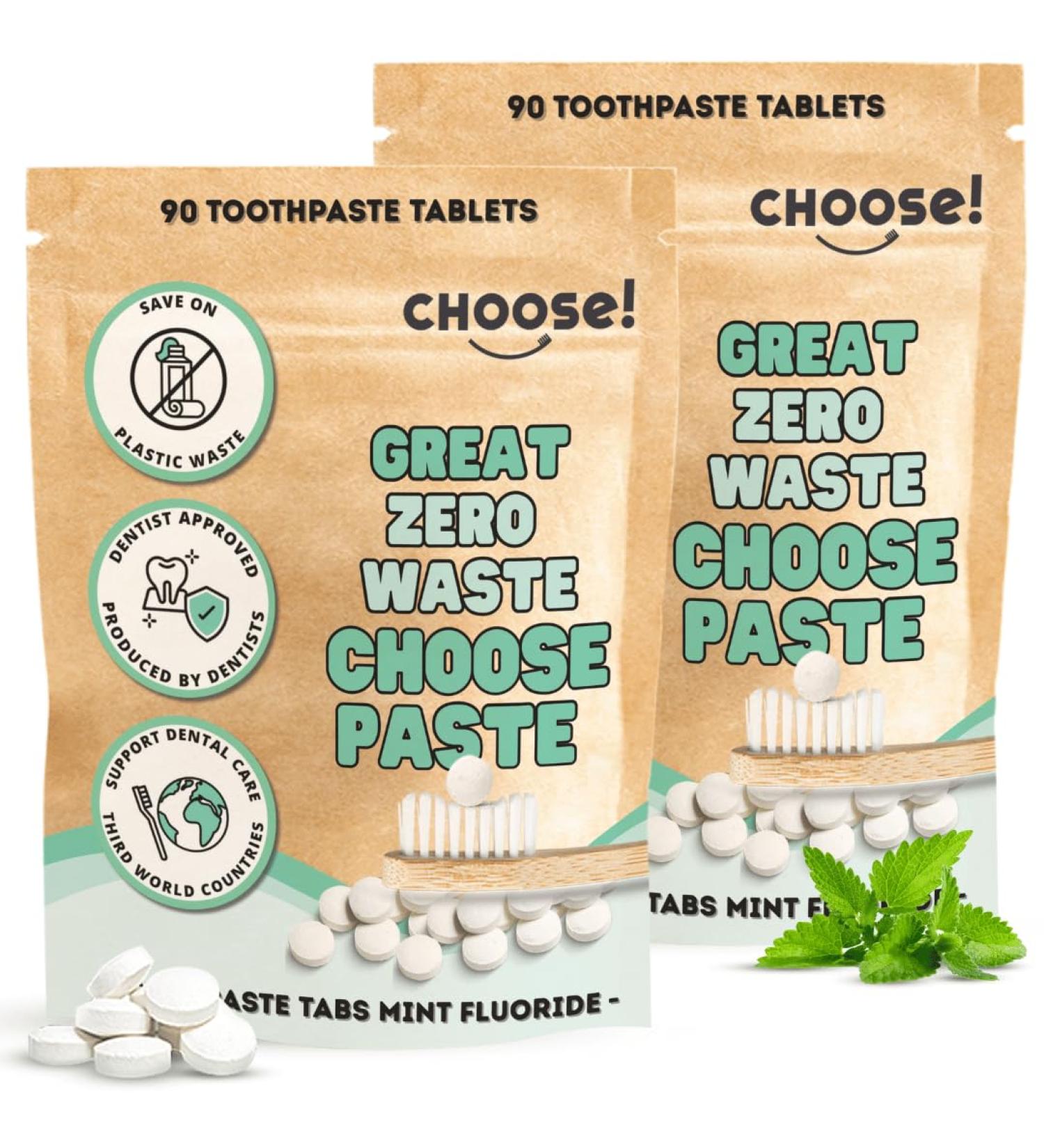 Choose Tooth Cleaning Tablets - Family Box 180 Tabs | Eco-Friendly Vegan Toothpaste Tablets | 3-Month Supply with Fluoride - Buy Online on GoSupps.com