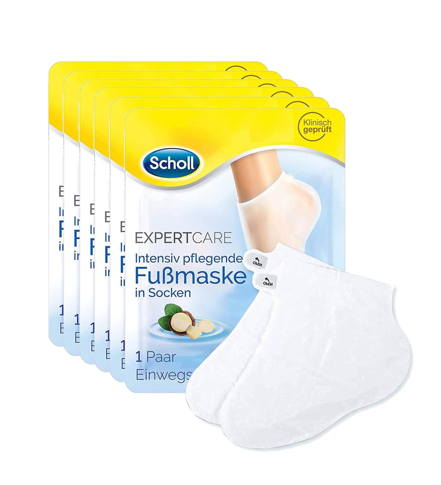 Scholl EC Intensive Nourishing Foot Mask with Macadamia Oil 6 Pairs of Moisturizing Disposable Socks for Soft Feet - Buy Online on GoSupps.com