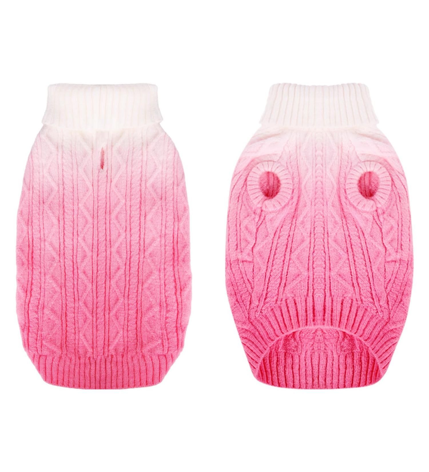 Cit toile Warm Winter Dog Sweater | Soft Knitted Turtleneck Pet Clothing | Color Gradient Pink for Small & Medium Dogs - Buy Online on GoSupps.com