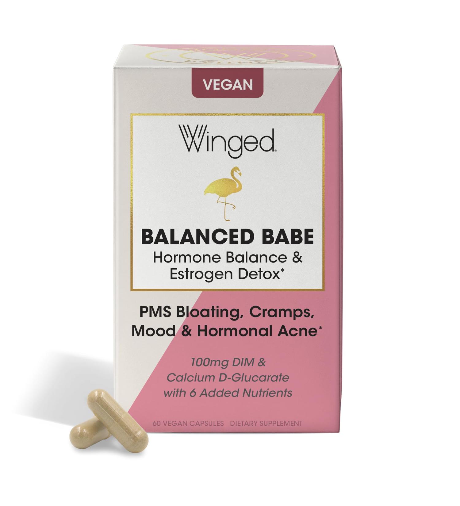 Winged Wellness Balanced Babe | Hormone Balance & Estrogen Detox | PMS Relief | 100mg DIM & Nutrient-Rich Formula | 60ct - Buy Online on GoSupps.com