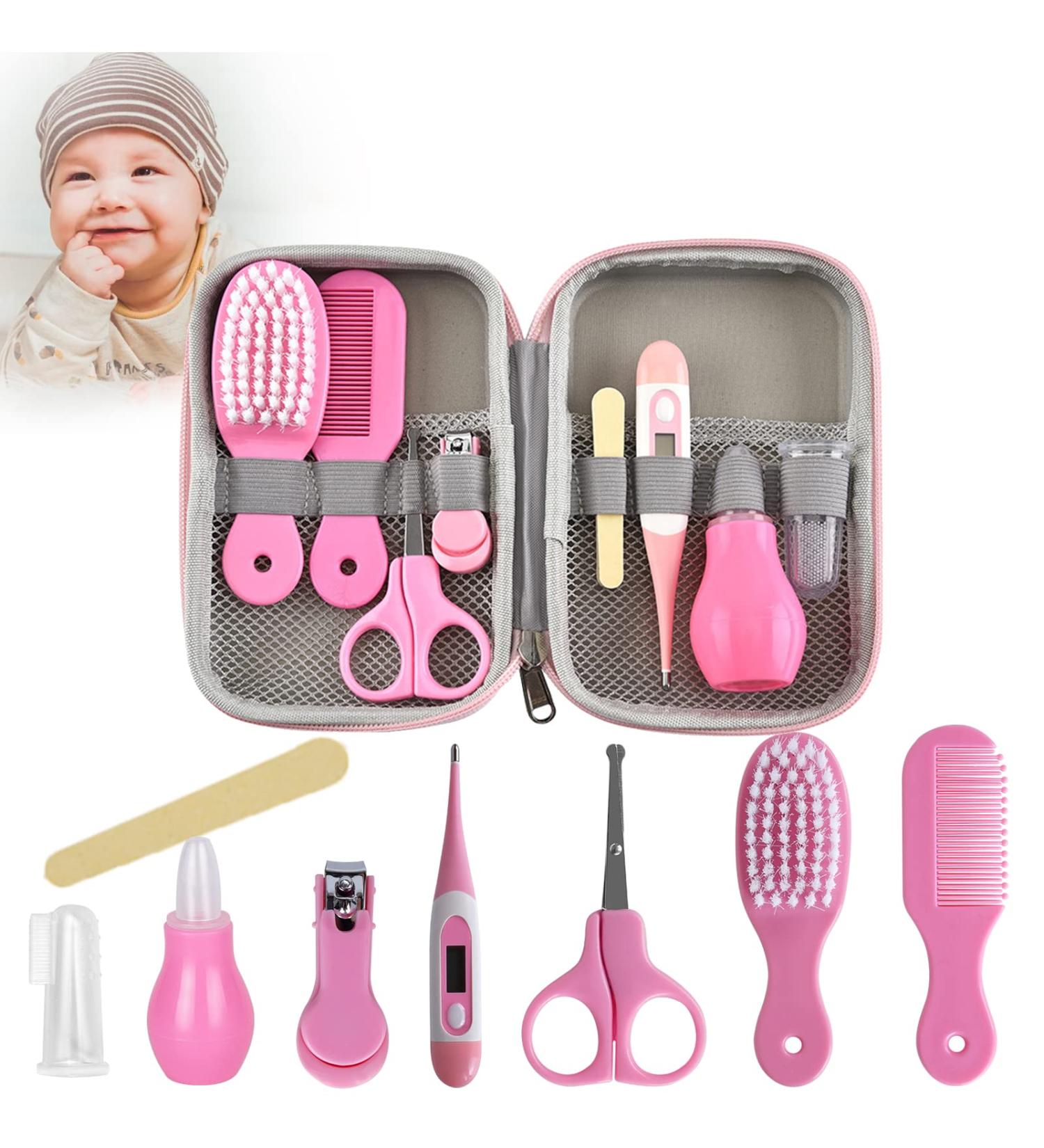 MKNZOME Baby Grooming Kit 10PCS - Portable Newborn Care Accessories Set in Pink - Buy Online on GoSupps.com