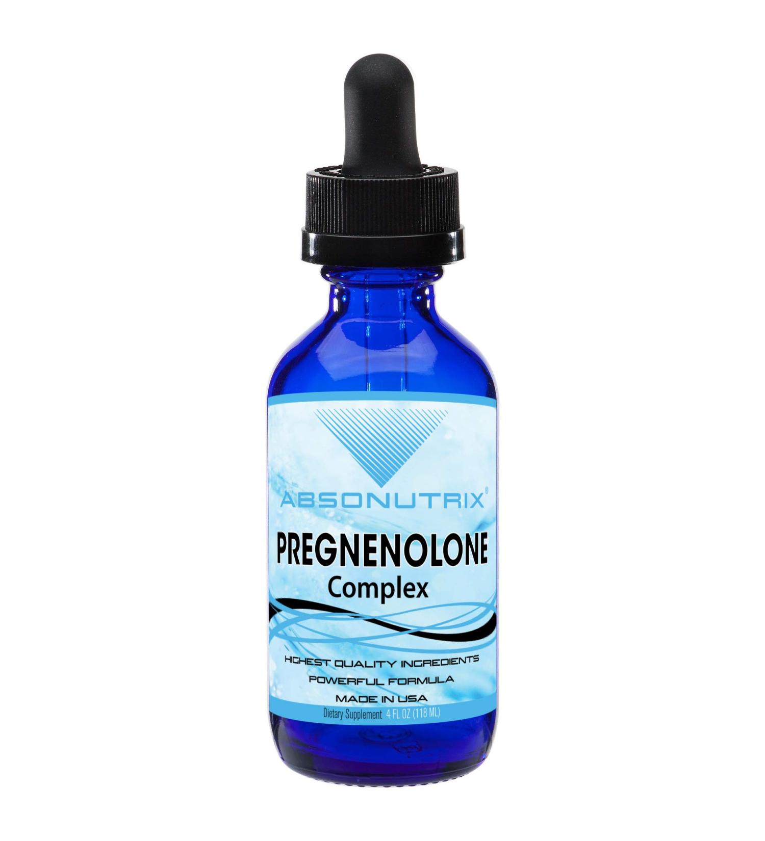 Absonutrix Pregnenolone Supplement 100mg 4 Oz Liquid 200 Servings Made in USA Quick Absorption Quality Potent Ingredients Third-Party Tested Non-GMO GMP Certified Cruelty-Free Products - Buy Online on GoSupps.com