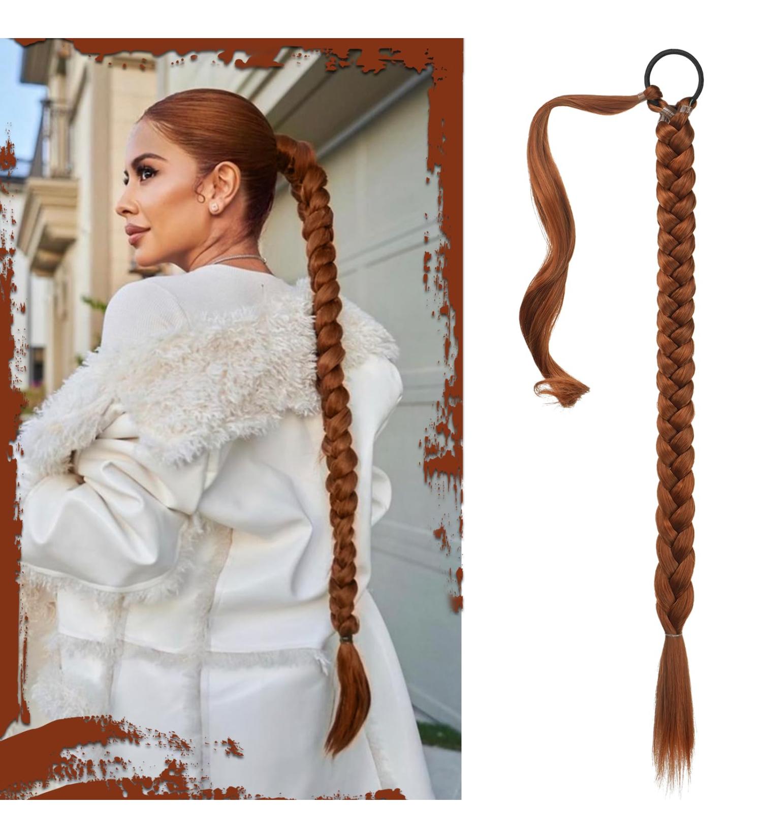 Sofeiyan Long Braid Ponytail Extension with Hair Tie Straight Sleek Wrap Around Hair Extensions Braid Pony Tail Fluffy Natural Soft Synthetic Hairpieces for Women Daily Wear 30 inch-Copper Red 30 Inch (Pack of 1) Copper Red - Buy Online on GoSupps.com