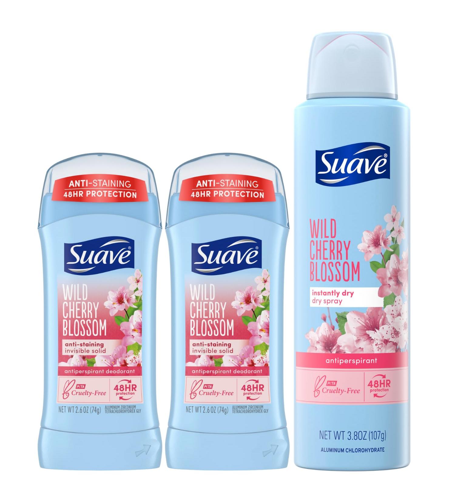 Suave Women s Deodorant Bundle - Wild Cherry Blossom 2-Pack | Invisible Solid & Dry Spray | 48H Antiperspirant Protection - Buy Online on GoSupps.com