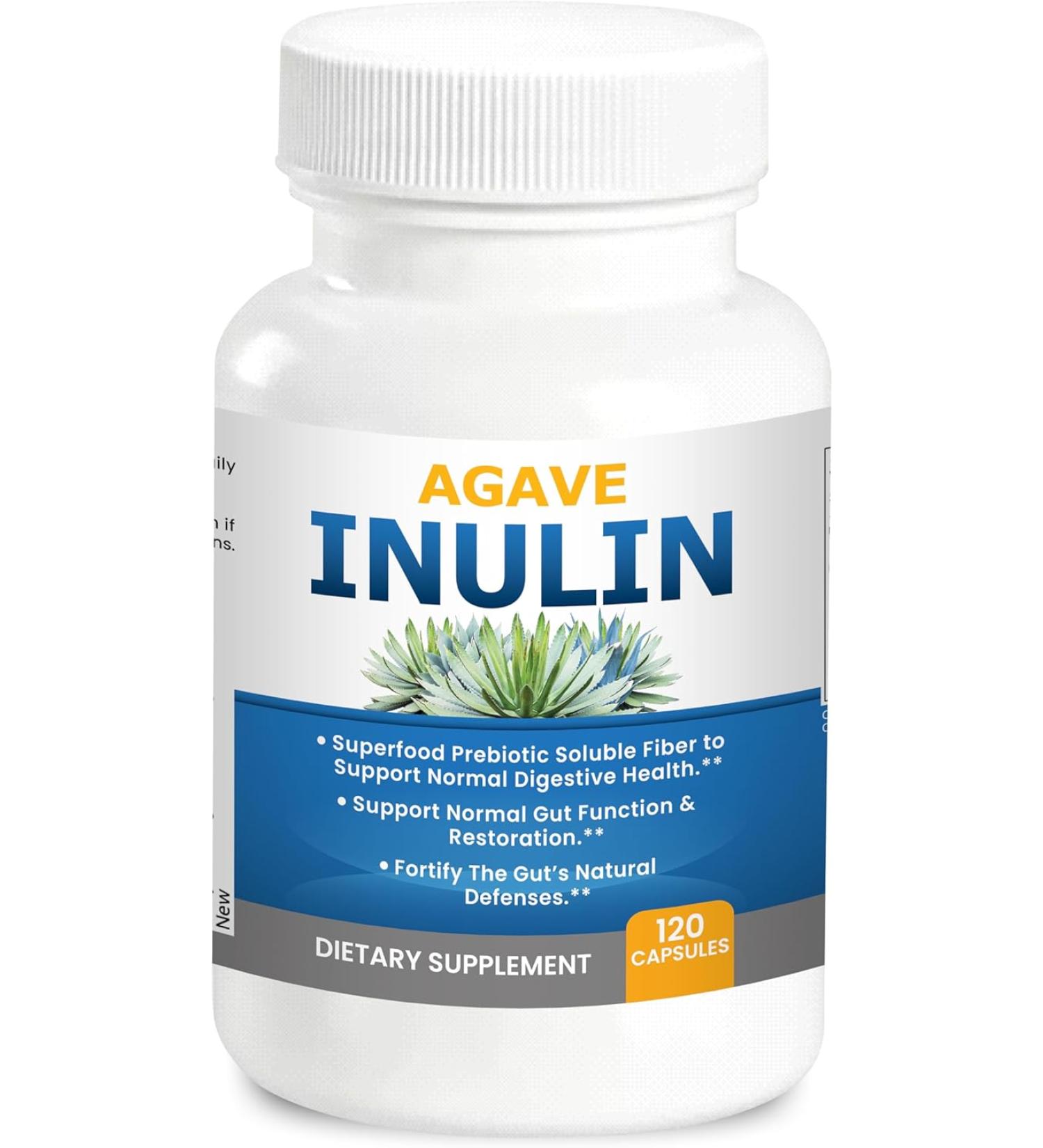 Agave Inulin Capsules Digestive Support Soluble Fiber Prebiotic Agave Inulin 120 capsules - Buy Online on GoSupps.com