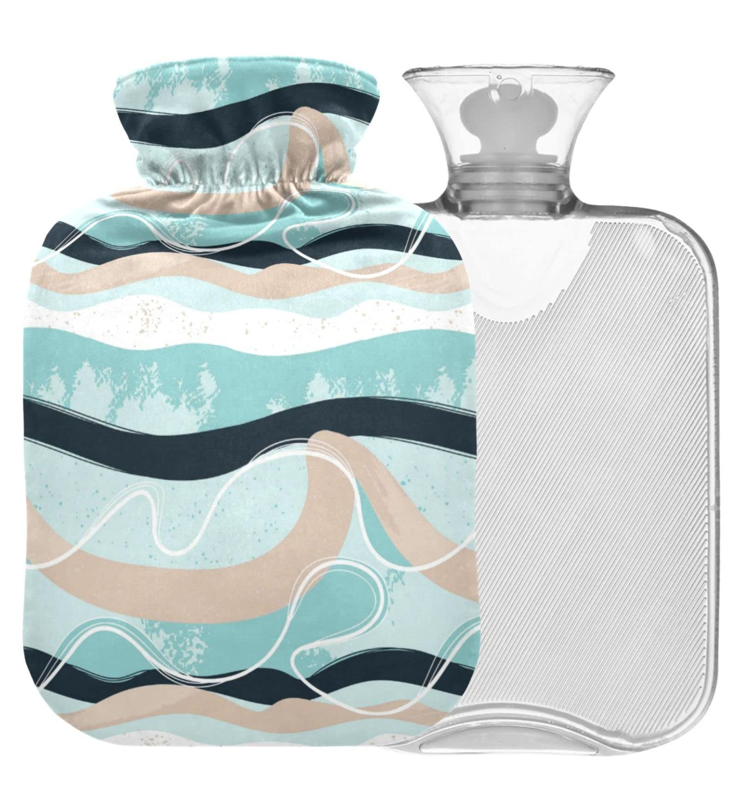 Naanle Striped Hot Water Bottle 2L with Cover | Large Bed & Feet Warmer | Pain Relief & Heat Therapy | Transparent Bag - Buy Online on GoSupps.com