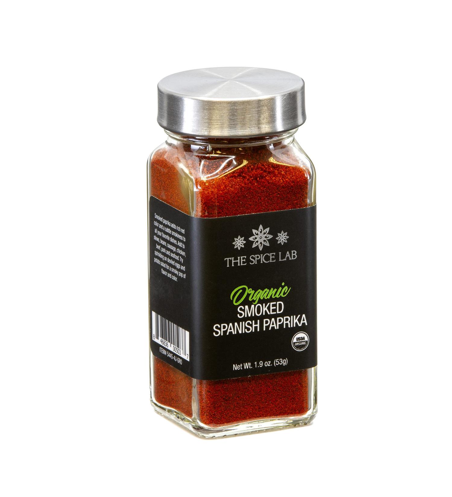 Organic Smoked Paprika - 1.9 oz French Jar Seasoning | Vegan Gourmet Spanish Paprika Powder | USDA Organic, Vegan, Kosher, Non GMO, Gluten Free | High Color ASTA 120 | The Spice Lab - Buy Online on GoSupps.com
