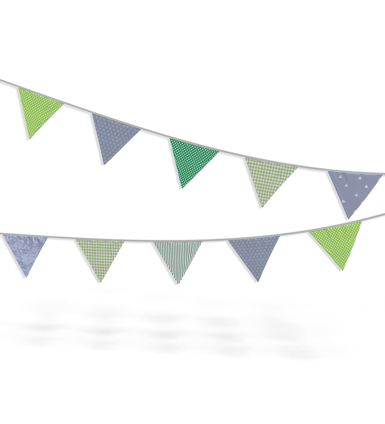 Colorful Fabric Pennant Chain for Children's Room Decoration | 330cm Green/Grey Garland for Boys & Girls - Buy Online on GoSupps.com