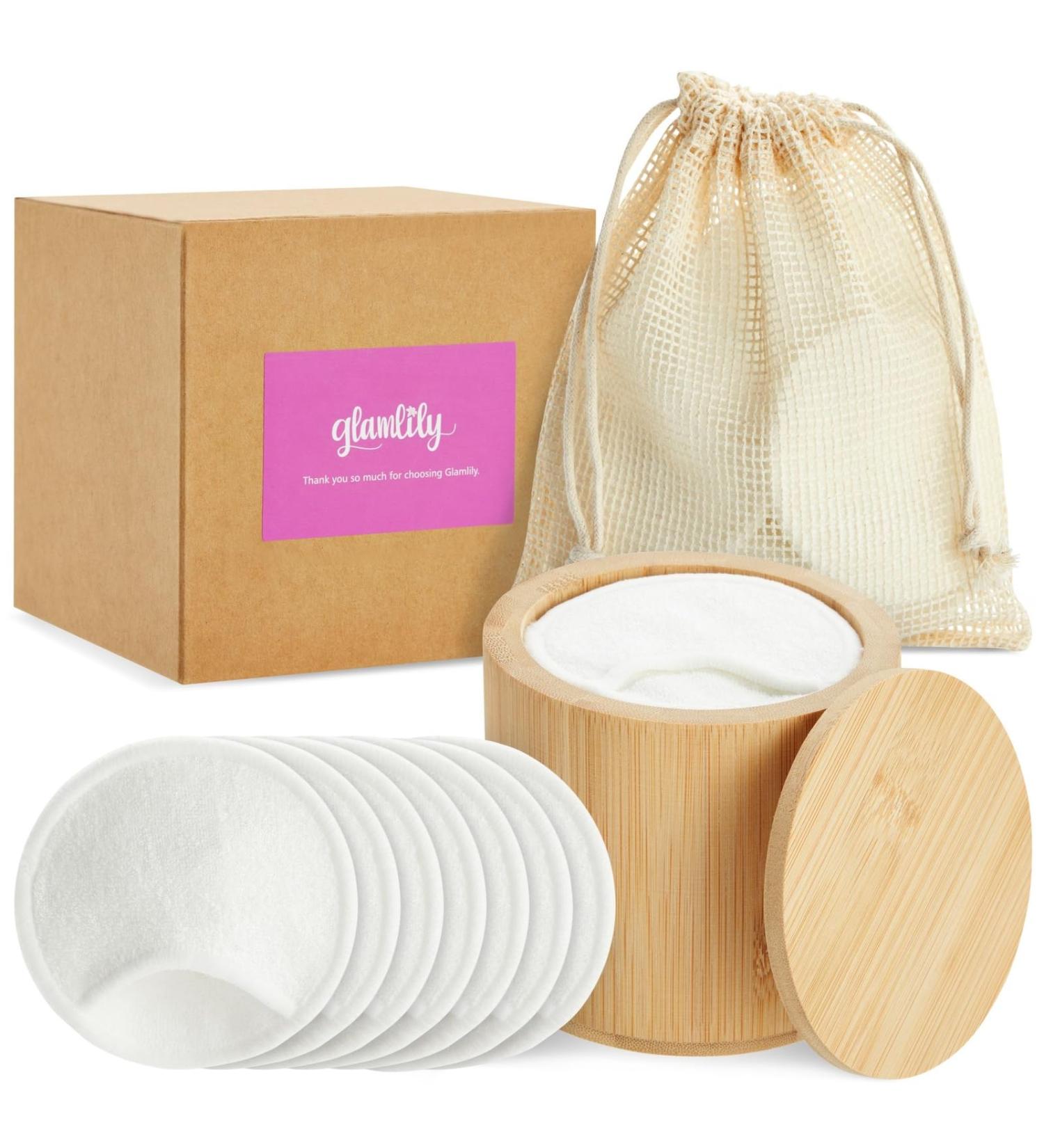 16 Reusable Cotton Pads for Makeup Removal | Eco-Friendly Set with Bamboo Holder & Mesh Bag - Buy Online on GoSupps.com