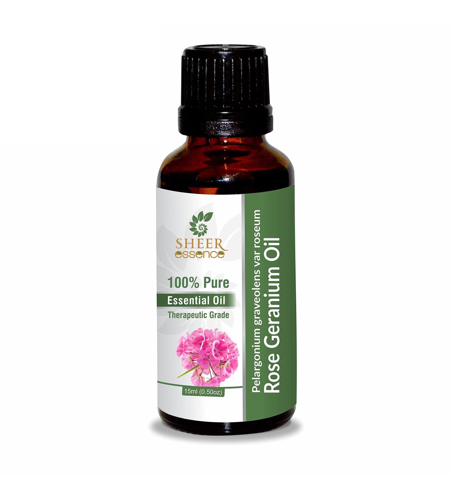 100% Pure Rose Geranium Oil 15 ML | Therapeutic Grade Pelargonium Graveolens Essential Oil - Uncut & Undiluted - Buy Online on GoSupps.com
