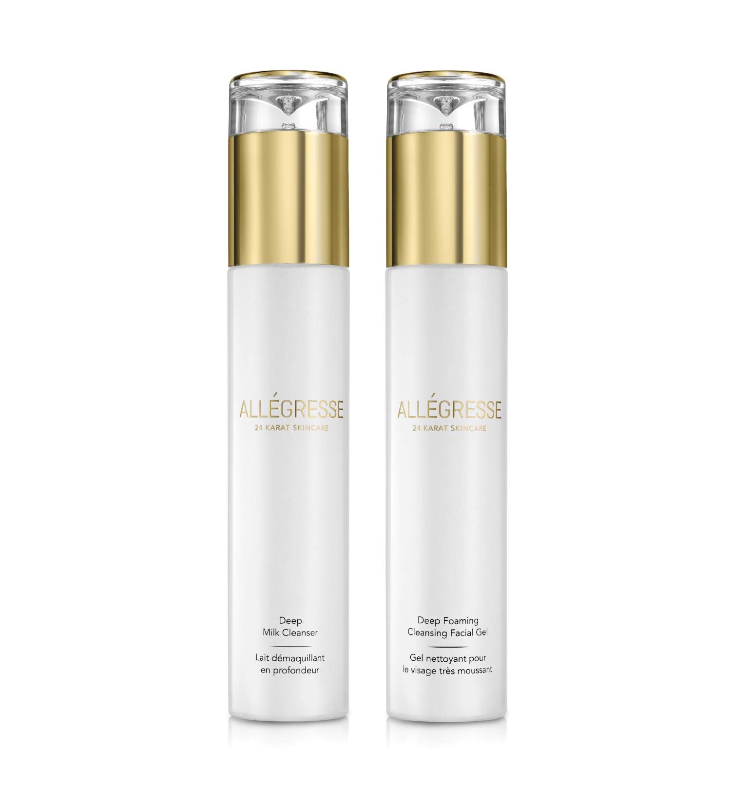 Allegresse 24K Anti Aging Facial Gel & Milk Cleanser Combo | Hydrating 2-Piece Set for Soft Skin | Natural Ingredients - Buy Online on GoSupps.com