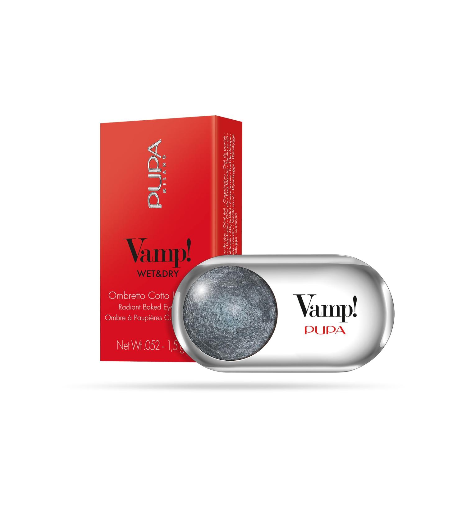 Pupa Milano Vamp Metallic Glitter and Matte Eyeshadow Powder 308 Anthracite Grey 308 - Anthracite Grey - Wet and Dry - Buy Online on GoSupps.com