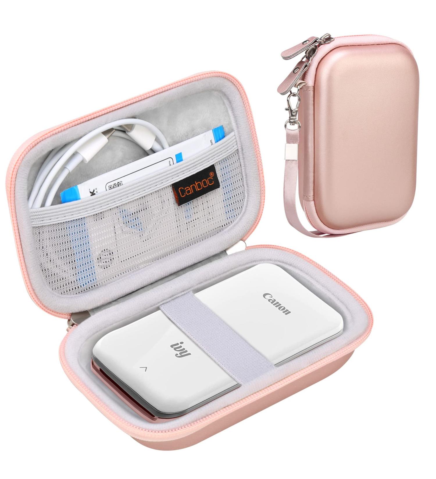 Canboc Hard Case for Canon Ivy Mini/CLIQ+2 Photo Printer - Rose Gold Mesh Bag for Paper & Cable - Buy Online on GoSupps.com