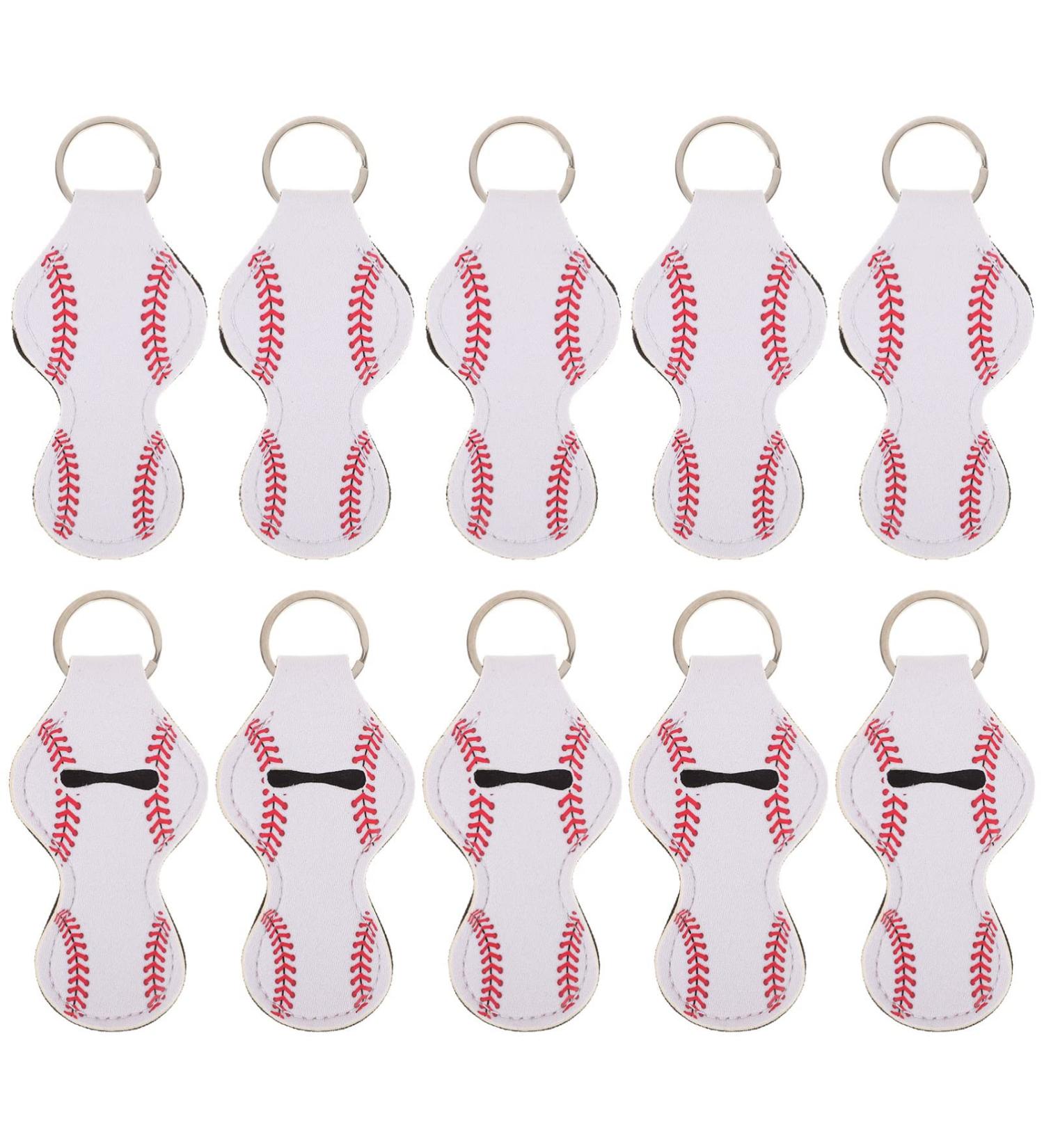 Lurrose Lipstick Holder Neoprene Key Chain Baseball Design - 10Pcs Portable Lip Gloss Balm Case & Key Holder Pendant - Buy Online on GoSupps.com