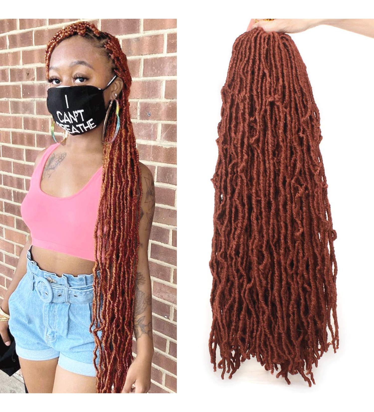 ZRQ 24 Inch Ginger Soft Locs Crochet Hair - 6 Packs Pre-looped Goddess Locs Curly Wavy 350 Crochet Locs. Synthetic Copper Red Afro Roots Dreadlocks Hair Extensions - Buy Online on GoSupps.com