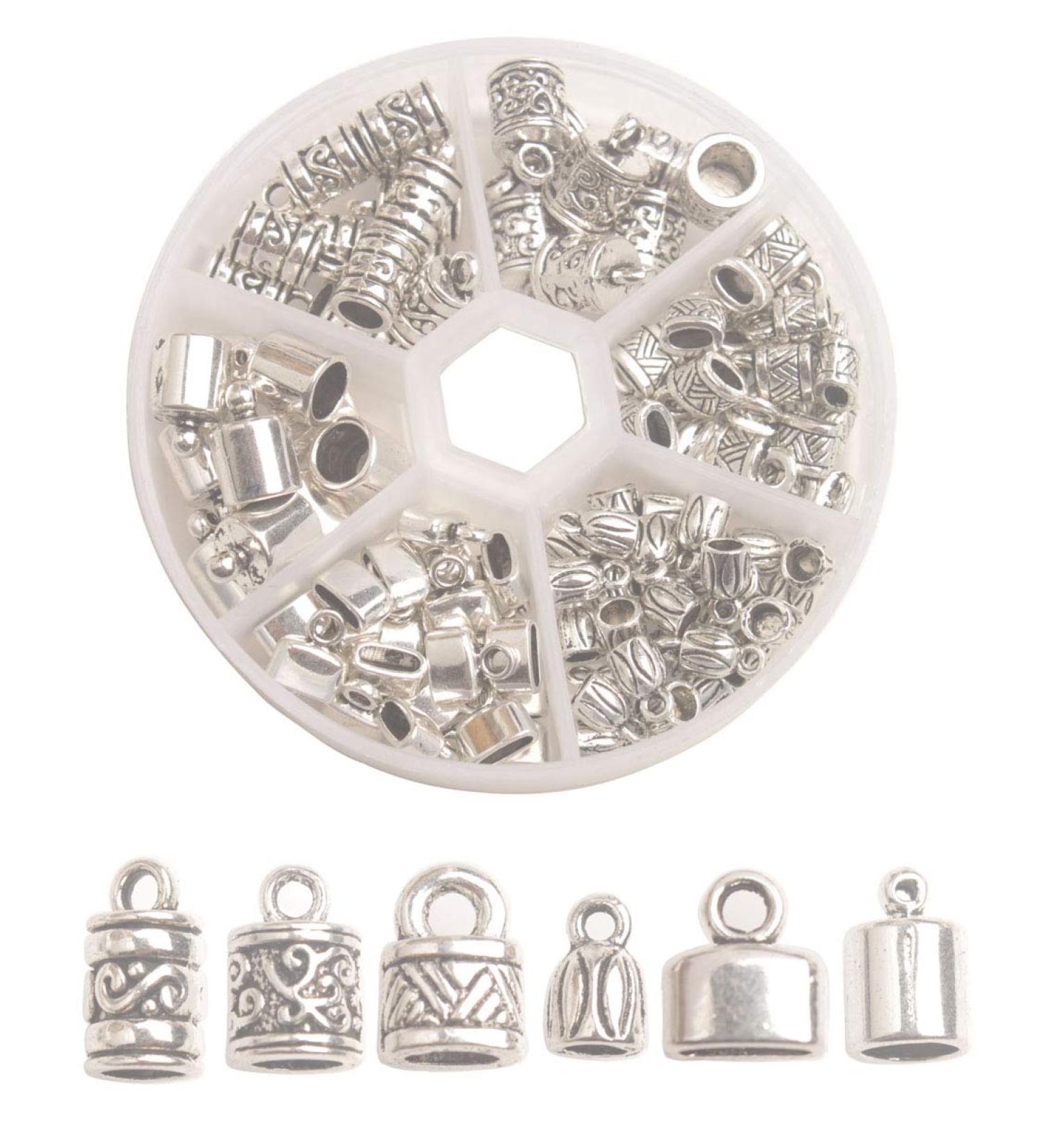 100PCS Antiqued Silver Metal Cord End Caps for Leather Art - ChangJin One Box - Buy Online on GoSupps.com