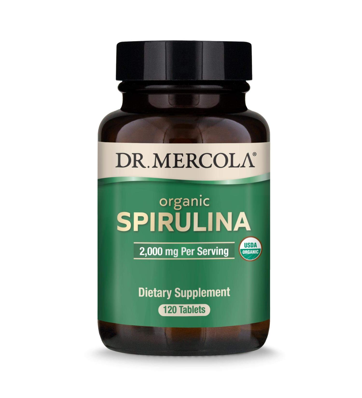 Dr. Mercola Organic Spirulina 2000mg - 30 Servings (120 Tablets) | USDA Organic, Gluten Free | Immune & Inflammatory Support - Buy Online on GoSupps.com