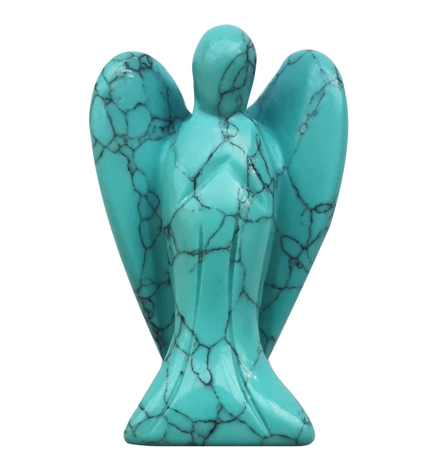 Lovionus89 Synthesis Green Howlite-T rkis W chter Angel Statue - Hand-Carved Healing Crystal Decoration 5cm | Shop Internationally - Buy Online on GoSupps.com