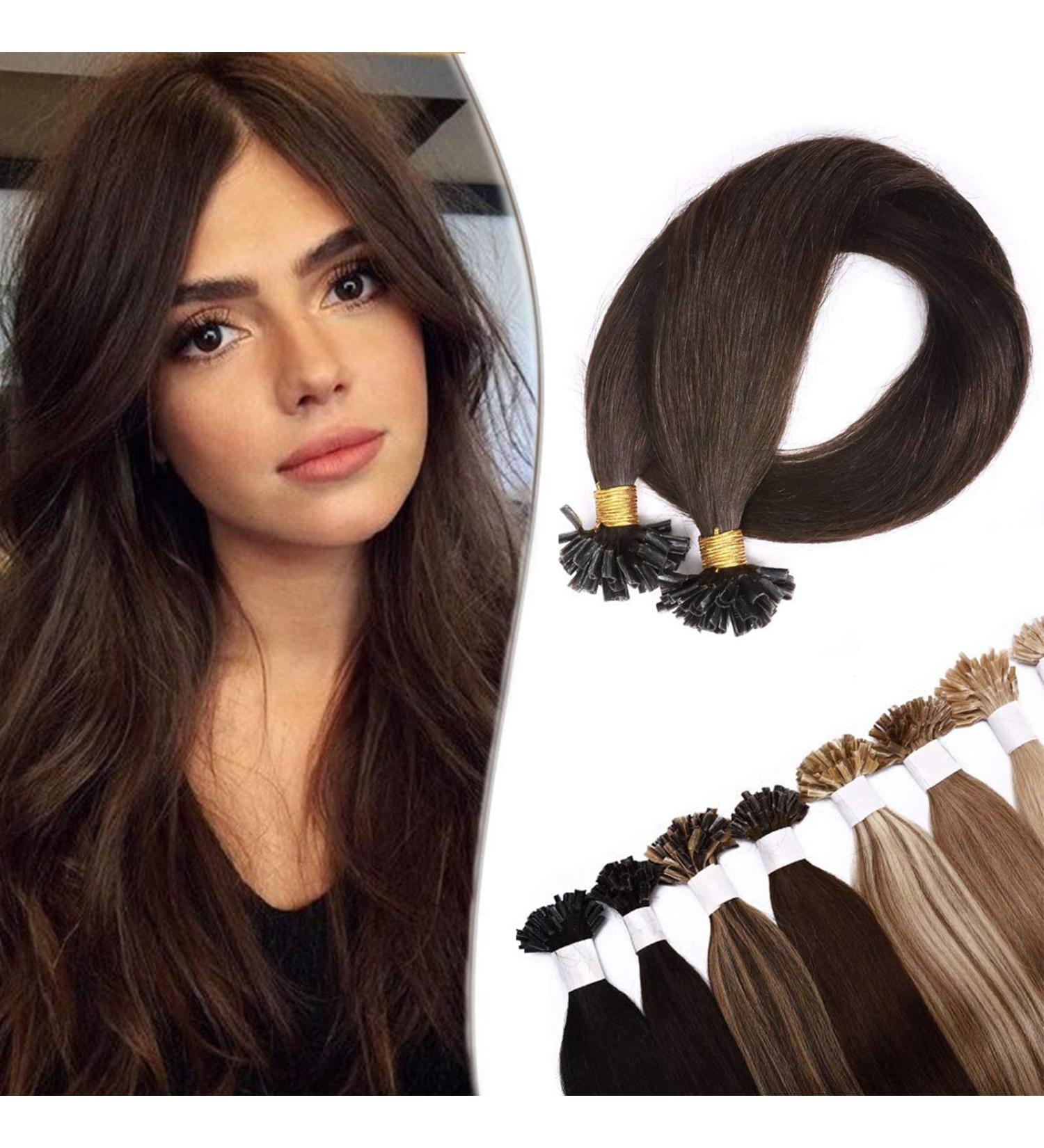 20" Pre Bonded Human Hair Extensions 0.5g*200 Strands #2 Dark Brown (100g) - Buy Online on GoSupps.com