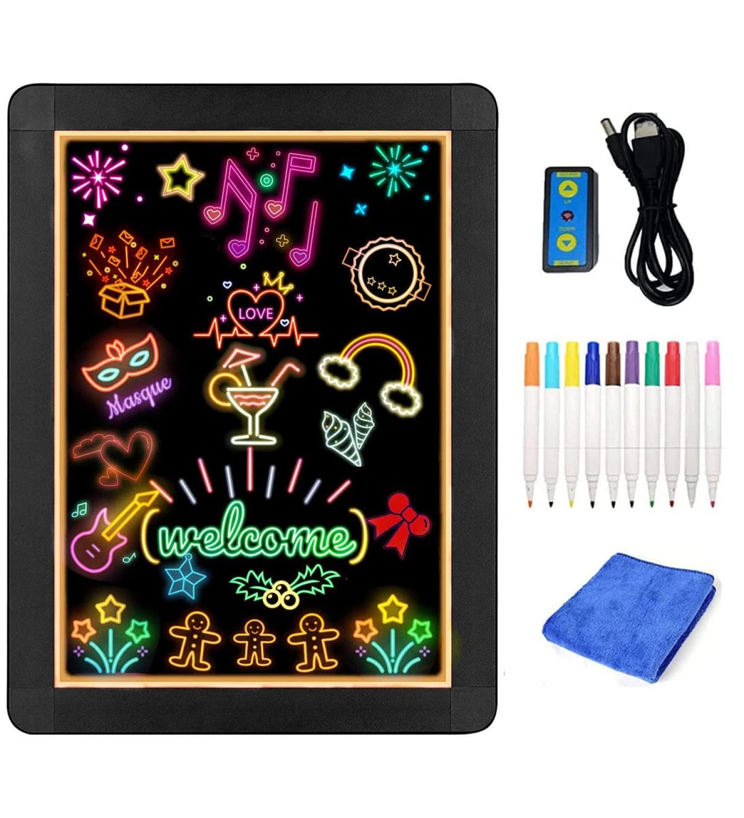 CELLANAN 16x12 LED Message Writing Board with 10 Color Markers - Perfect for Kitchen, Supermarkets, Bars, Weddings - Erasable Chalkboard Neon Sign - Buy Online on GoSupps.com