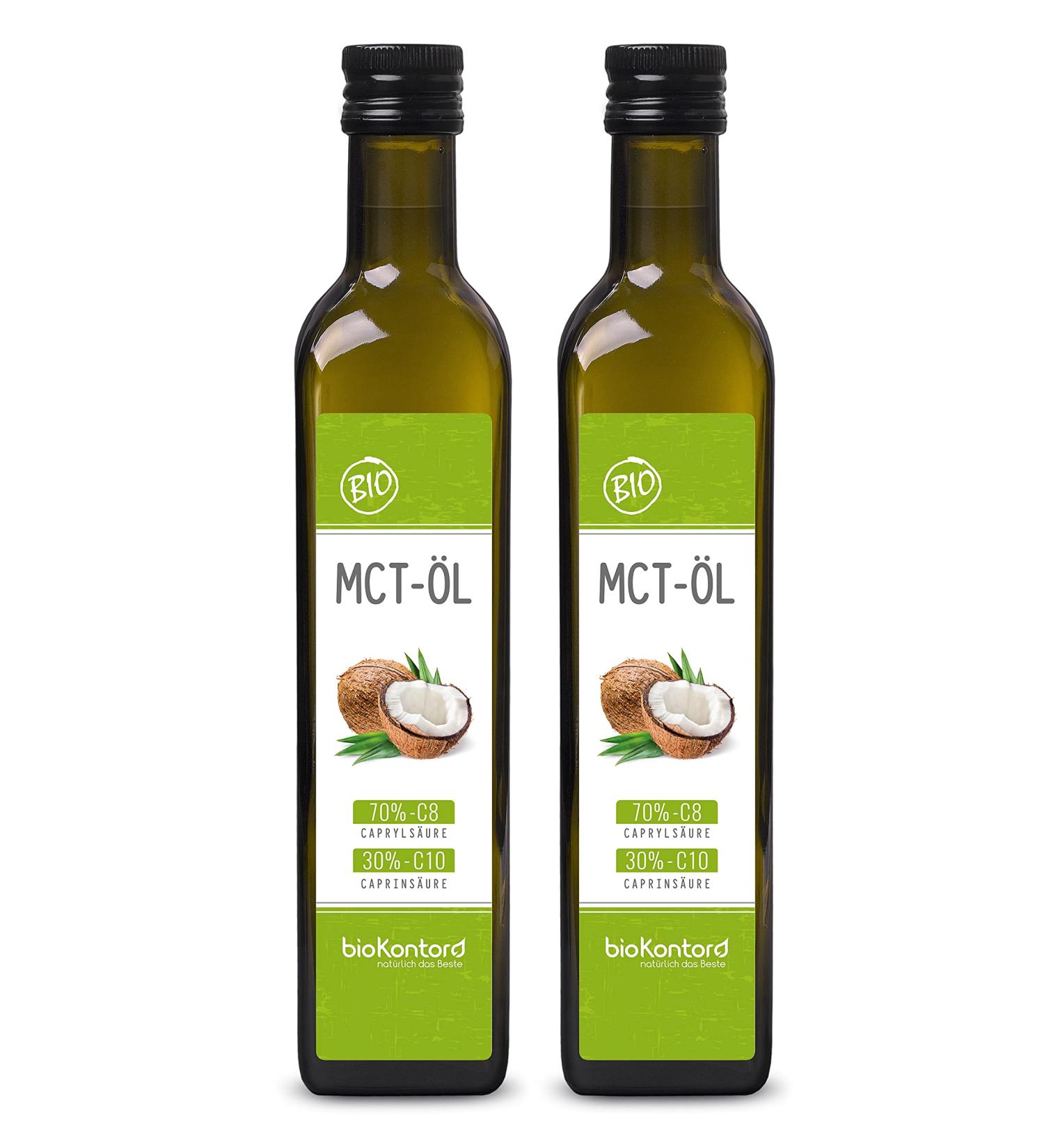 Buy MCT Oil Bio 1000ml - 100% Organic Coconut Oil | Premium Quality 70% Caprylic Acid C8 & 30% Capric Acid C10 | 2x 500ml | International Shipping Available - Buy Online on GoSupps.com