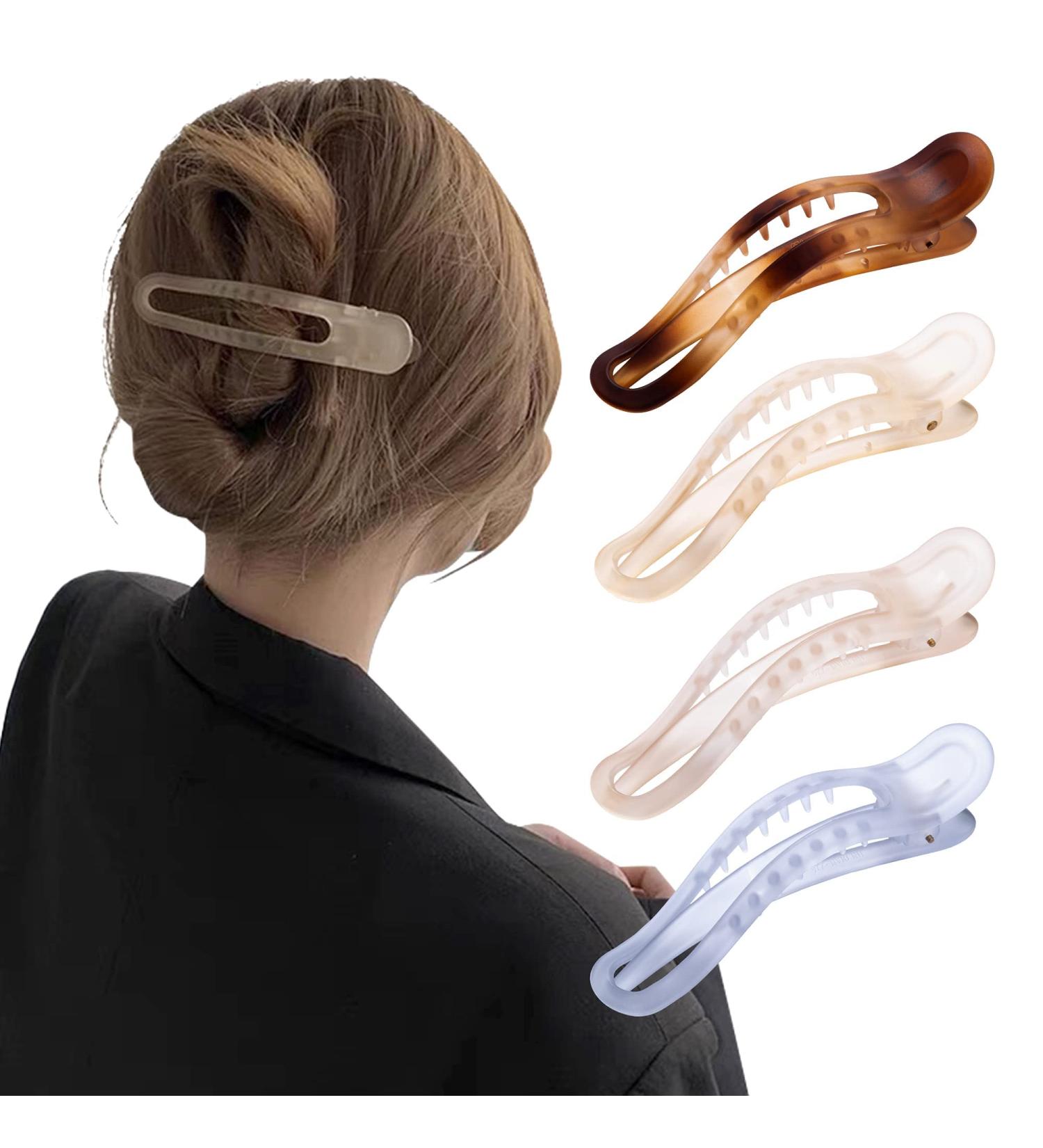 Women's Alligator Hair Claw Clips - Strong Hold Jumbo Matte, Set of 4, Fashion Hair Accessories for Styling - A-Colorful - Buy Online on GoSupps.com