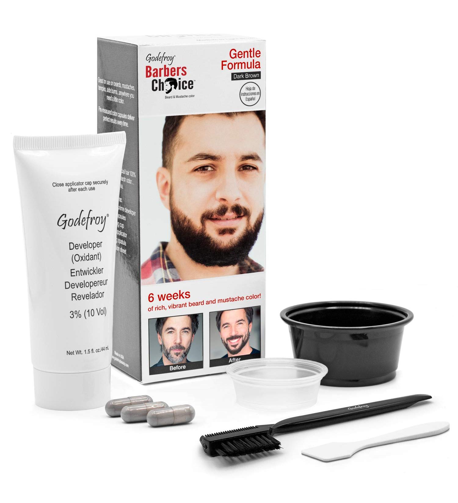 Godefroy Barbers Choice Beard and Mustache Dye for Men - Dark Brown | 3 Applications, 6 Weeks Coverage for Gray Hair - Buy Online on GoSupps.com