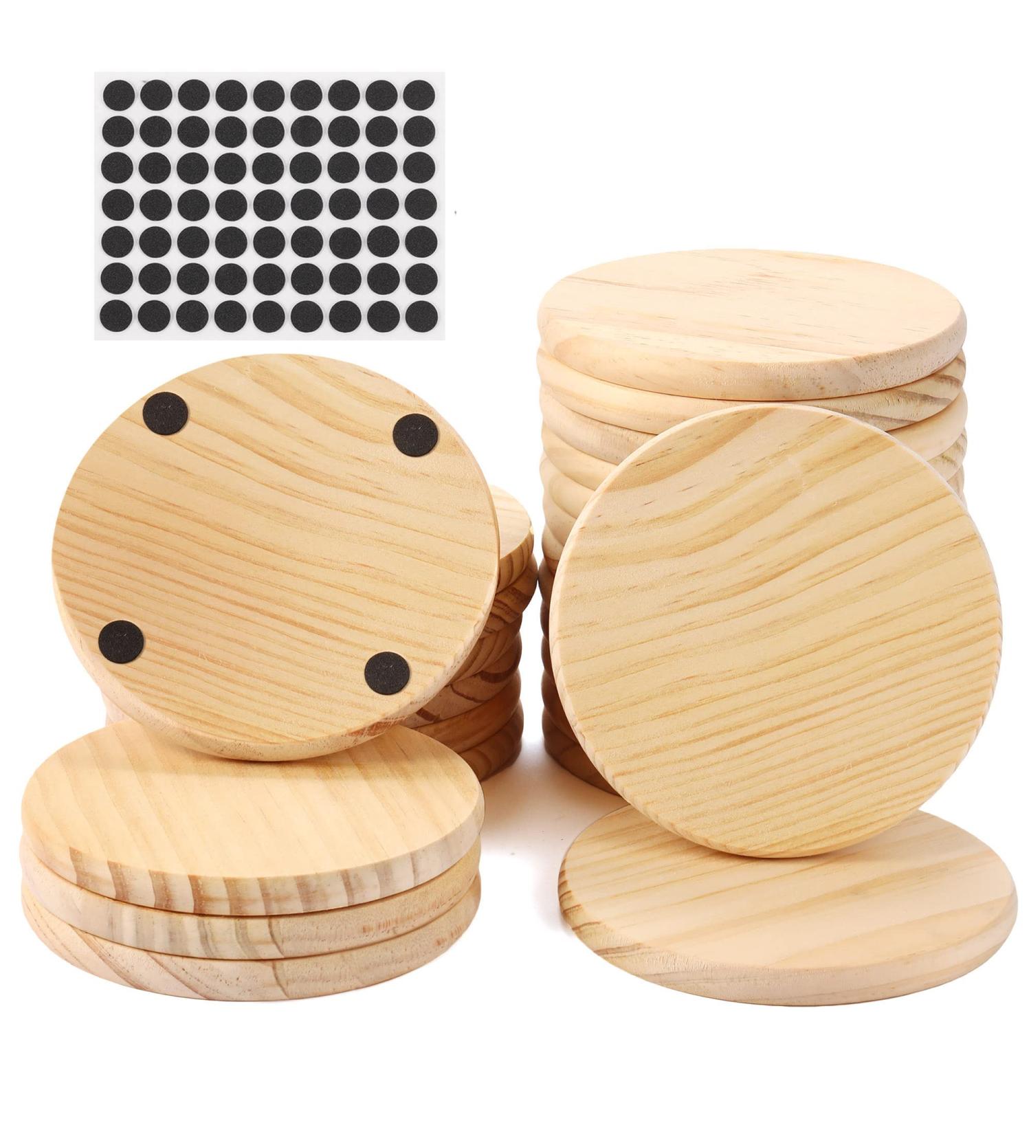 Goh Dodd 24 Pack Unfinished Wood Coasters - DIY Crafts & Wedding Decor Kit - Buy Online on GoSupps.com