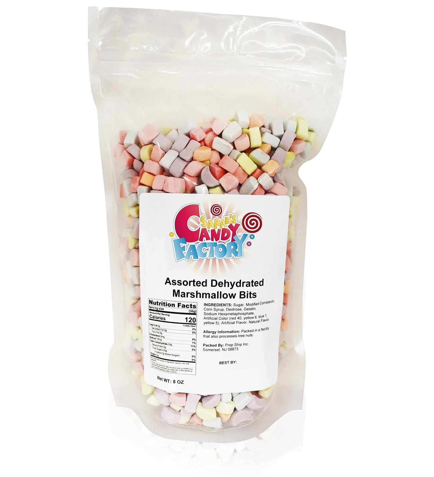 Sarah's Candy Factory Mini Dehydrated Marshmallow Bits (Assorted) - 8 oz Resealable Bag - Buy Online on GoSupps.com
