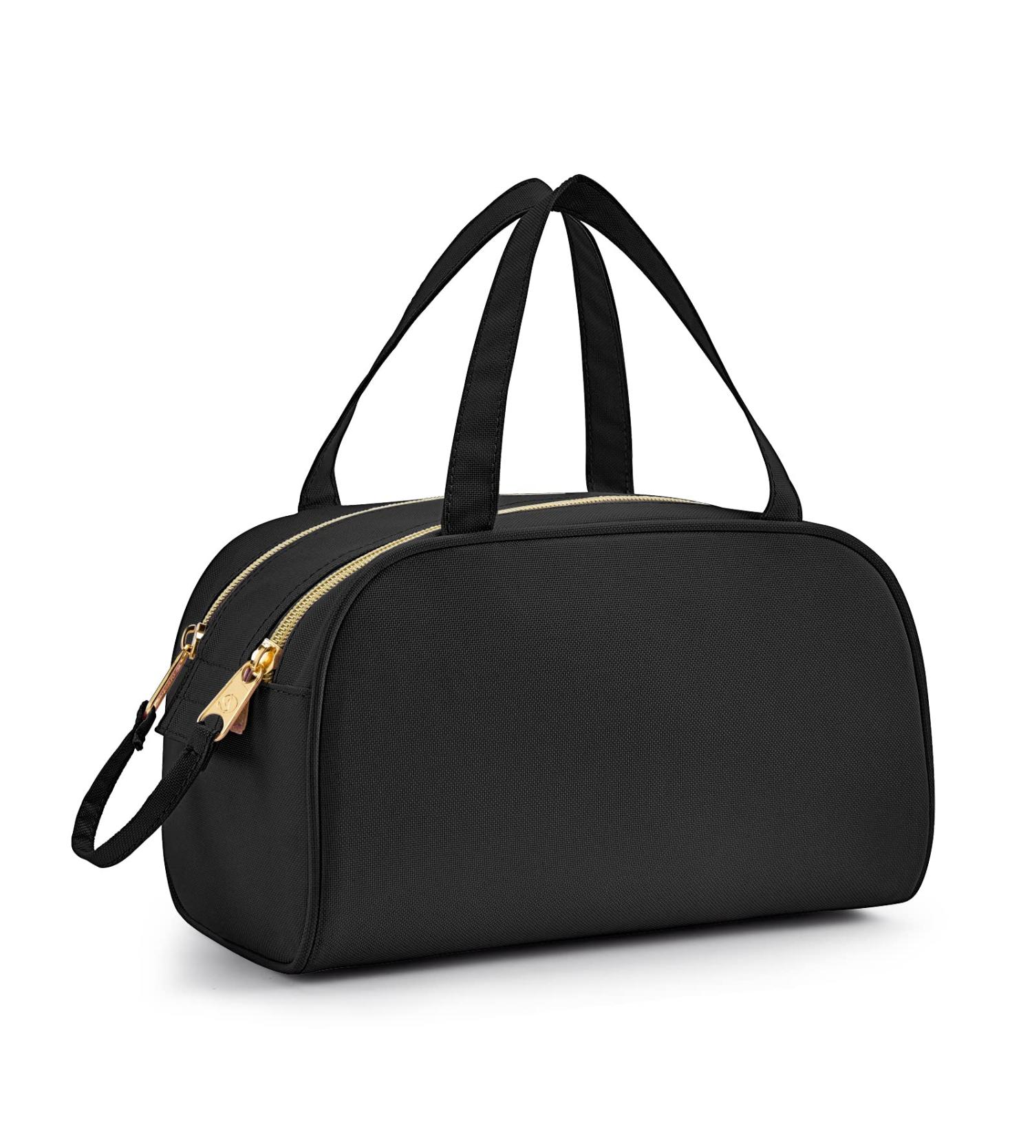 Kalidi Large Cosmetic Bag for Women - Travel Makeup Organizer with Double Zipper - Stylish Black Makeup Bag - Buy Online on GoSupps.com