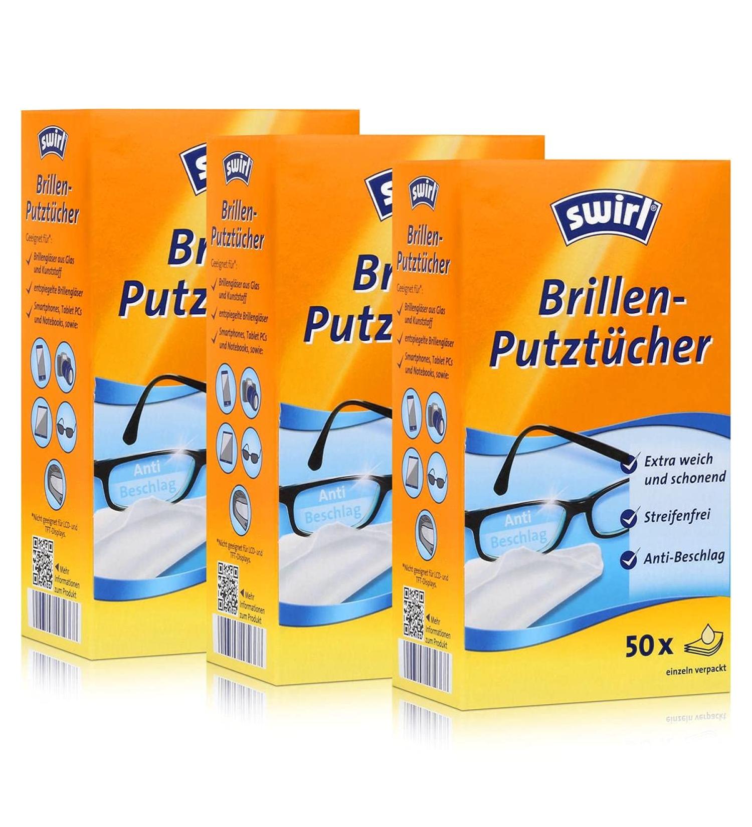 3x Swirl Glasses Cleaning Cloths - 50 Pack | Premium Lens & Screen Care | International Shipping Available - Buy Online on GoSupps.com