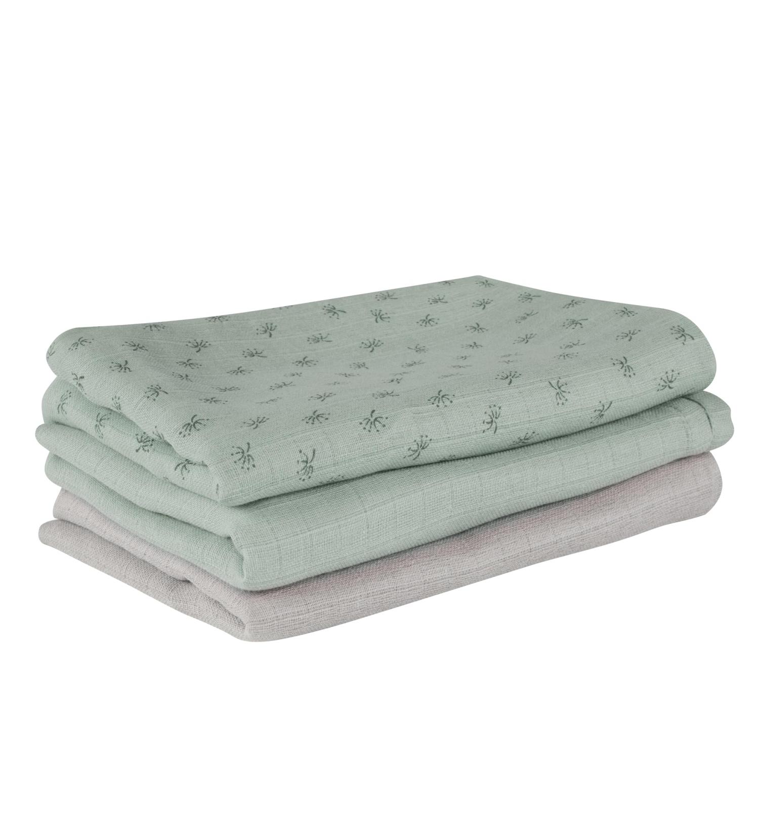 Roba Organic 3 Set Lil Planet Musselin Diapers - 80x80 cm - Eco-Friendly Organic Cotton - GOTS & OEKO-TEX Certified - Frosty Green - Buy Online on GoSupps.com