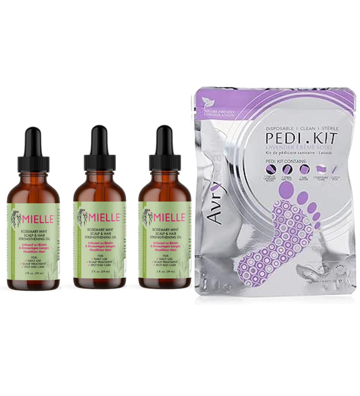 Mielle Rosemary Mint Oil 3PK and Bonus AvryBeauty Lavender Pedi Kit