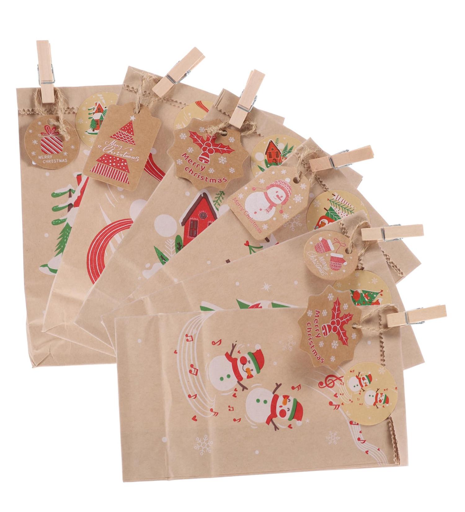 TINEASUR 1 Set DIY Advent Calendar Bags Christmas Tree Decorations Santa Bags Christmas Calendar Bags Rope As Shown 18.00X9.00X1.00CM - Buy Online on GoSupps.com