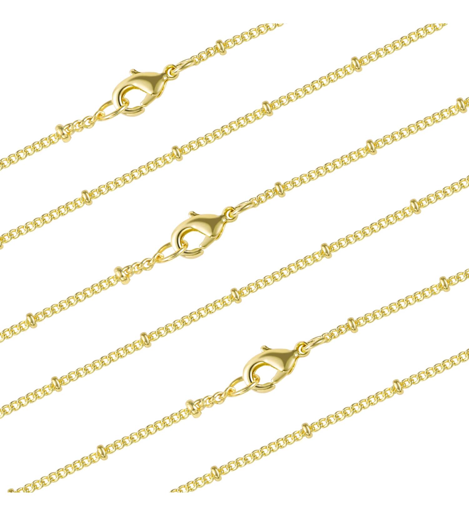 Wholesale 12PCS Gold Plated Brass Satellite Bead Ball Chain Necklace - 16 Inch (1.5mm) - Bulk Jewelry Making Supplies - Buy Online on GoSupps.com