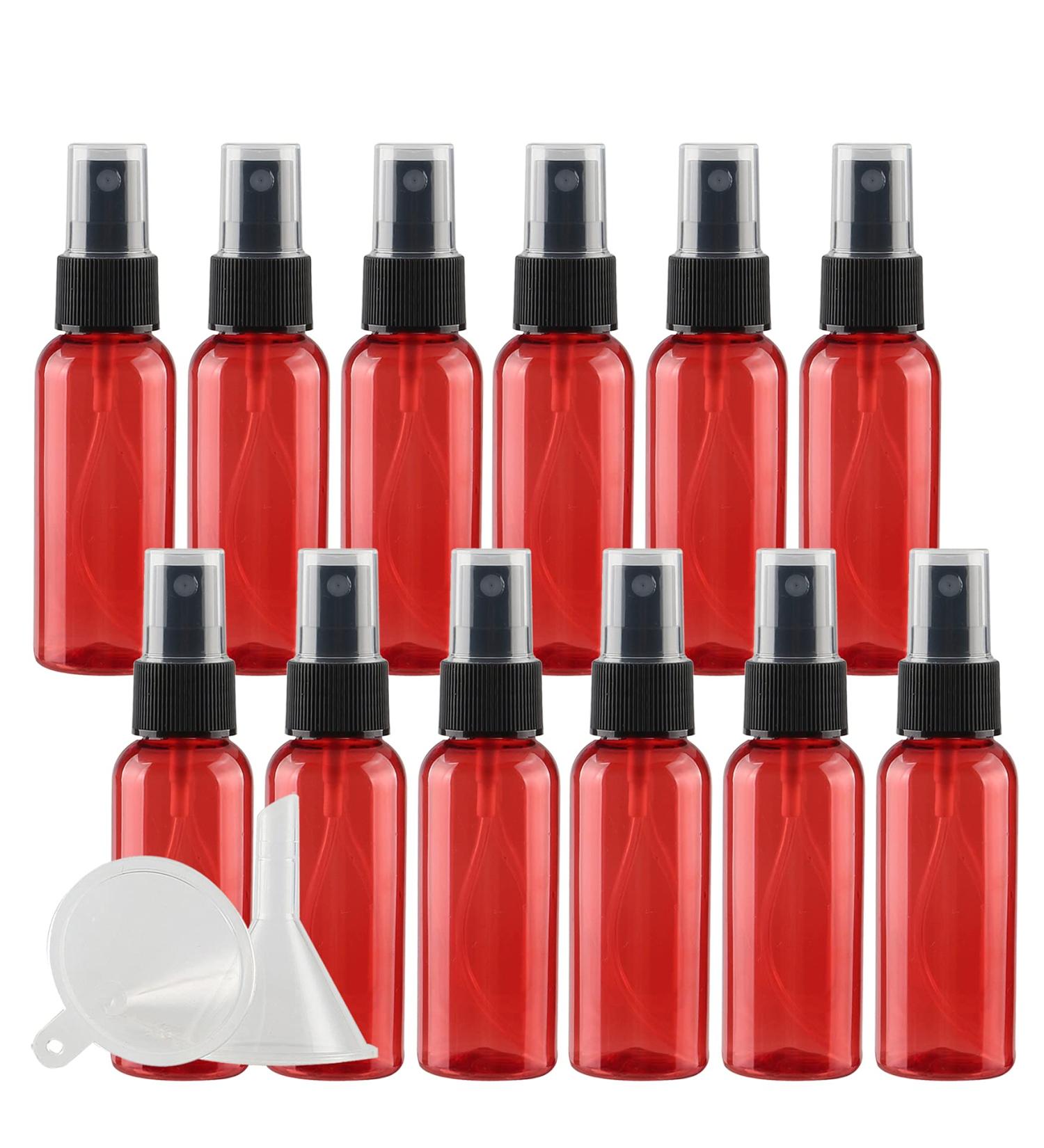 Tianzd 12-Pack 50ml Red Portable Spray Bottles with Black Atomizer - Fine Mist Atomizer for Perfume Cleaning & Travel - Includes 2 Funnels - Buy Online on GoSupps.com