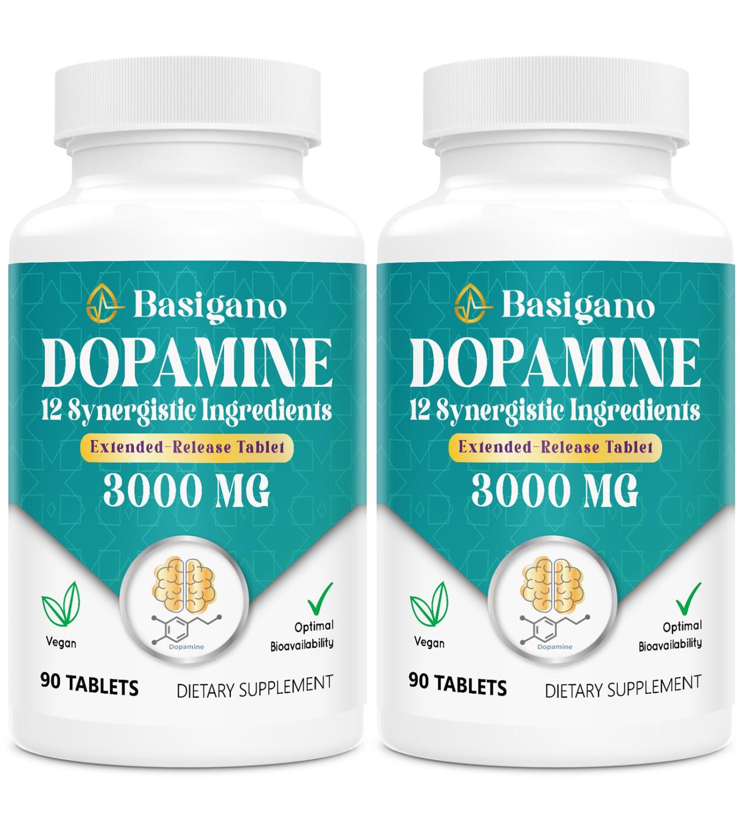 Natural Dopamine Supplement - Gluten-Free - 90 Tablets(Pack of 2) Unflavored 90 Count (Pack of 2)