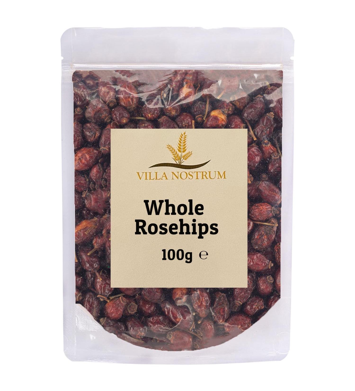 Whole Rosehips 100g || Natural Sun Dried Whole Rosehips Rosa Canina Herbal Tea Premium Quality by Villa Nostrum - Buy Online on GoSupps.com