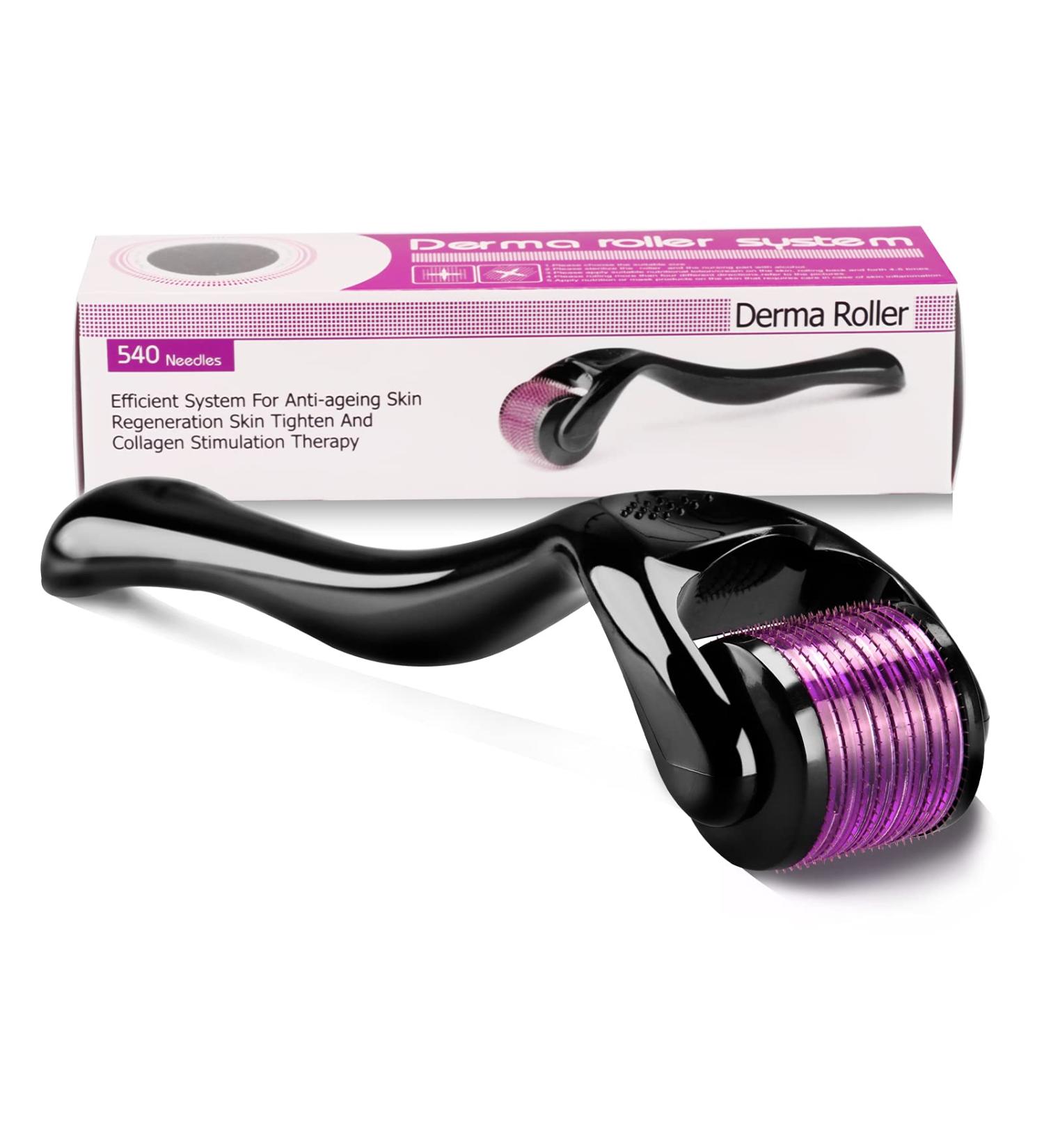 Dermaroller 0.25 mm Needles - 540 Titan Microneedle for Skin Regeneration Facial Care Hair Growth & Beard Stimulating | Reduce Hair Loss - Buy Online on GoSupps.com