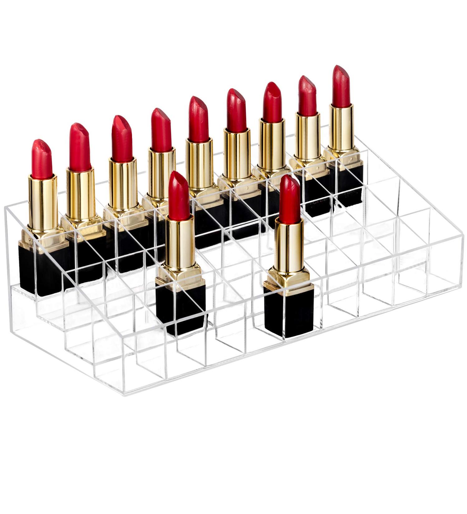36-Space Acrylic Lipstick Organizer - HBlife Clear Makeup Display Stand for Lipsticks & Brushes - Buy Online on GoSupps.com