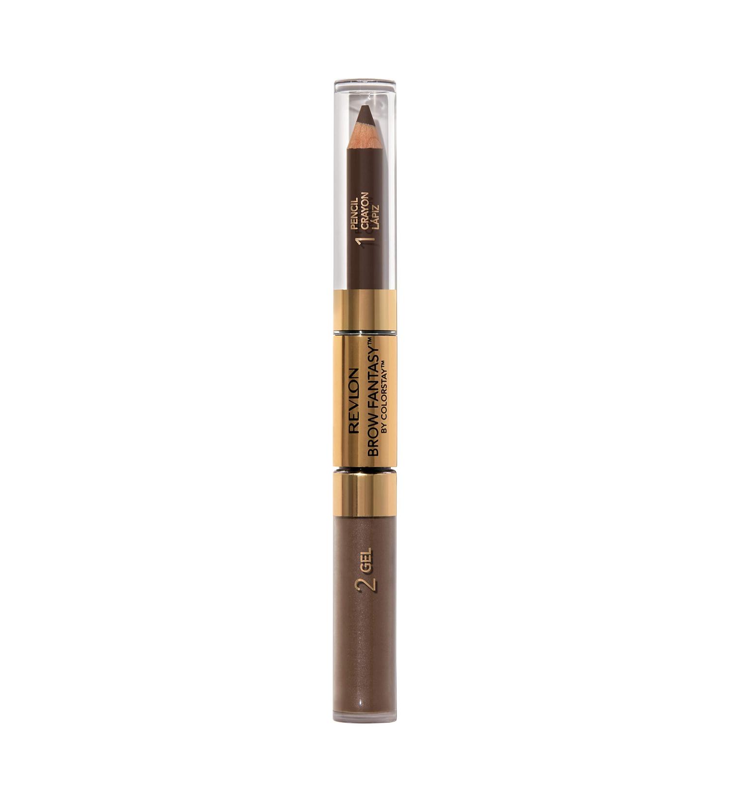 Revlon ColorStay Brow Fantasy Eyebrow Gel & Pencil - 2-in-1 Eye Makeup in Dark Brown 0.04 Oz - Longwearing Formula for Precision Application - Buy Online on GoSupps.com