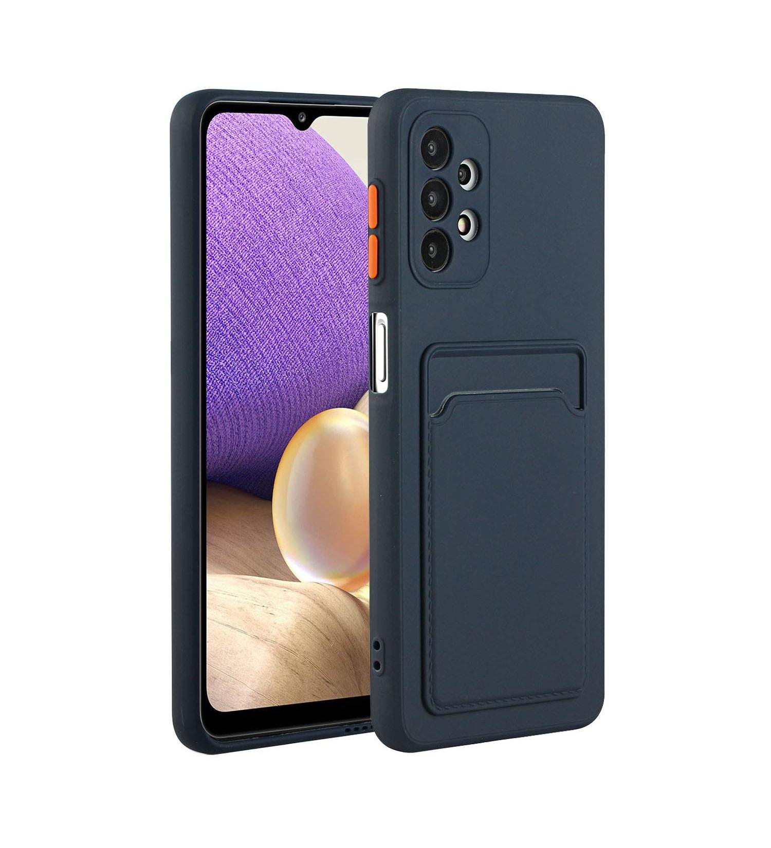 Tivenfezk Nadoli Ultra Thin Shockproof Silicone Case for Samsung Galaxy A33 5G - Dark Blue Wallet TPU Cover with Credit Card Holder - Buy Online on GoSupps.com