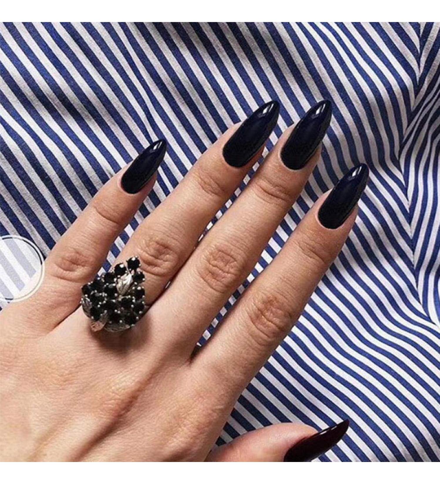 Shop Hujl 24-Piece Artificial Nails Set - Elegant All Black White Red High Heel Nail Tips for European Women | Premium Artificial Manicure - Buy Online on GoSupps.com